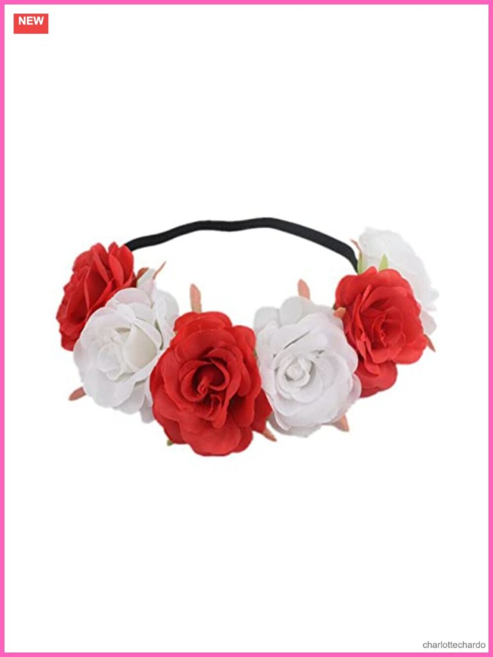 Simulated Rose Flower Headband Elastic Hairband Holiday Headpiece